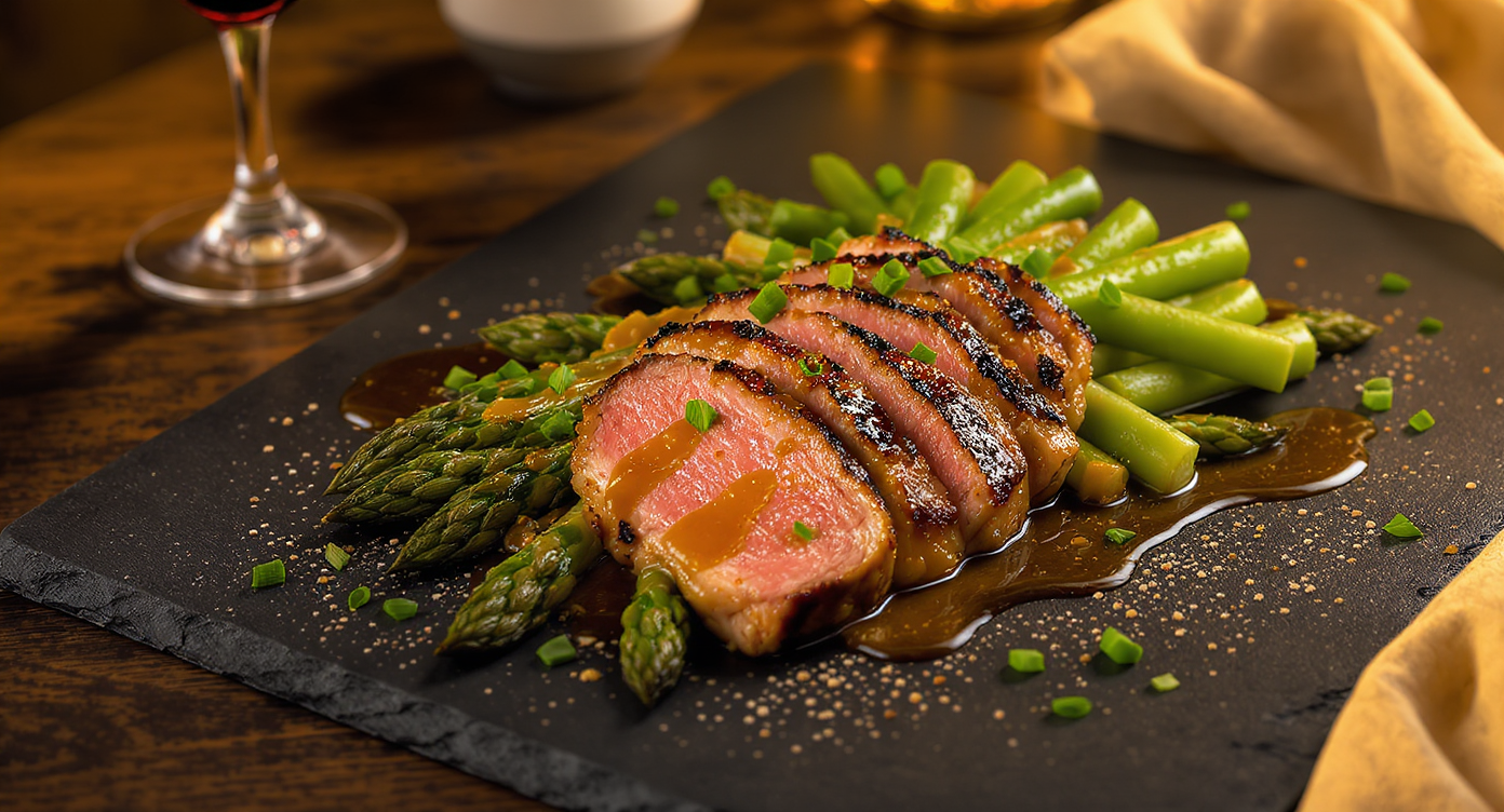 French Duck & Asparagus Stir-Fry with Dijon Glaze