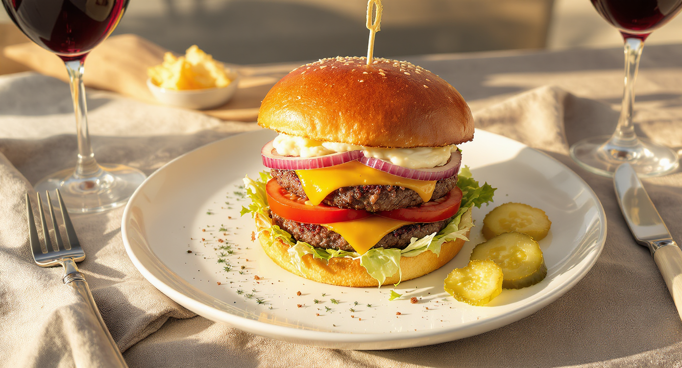 California-Style Smashburger with Tangy Quick Pickles
