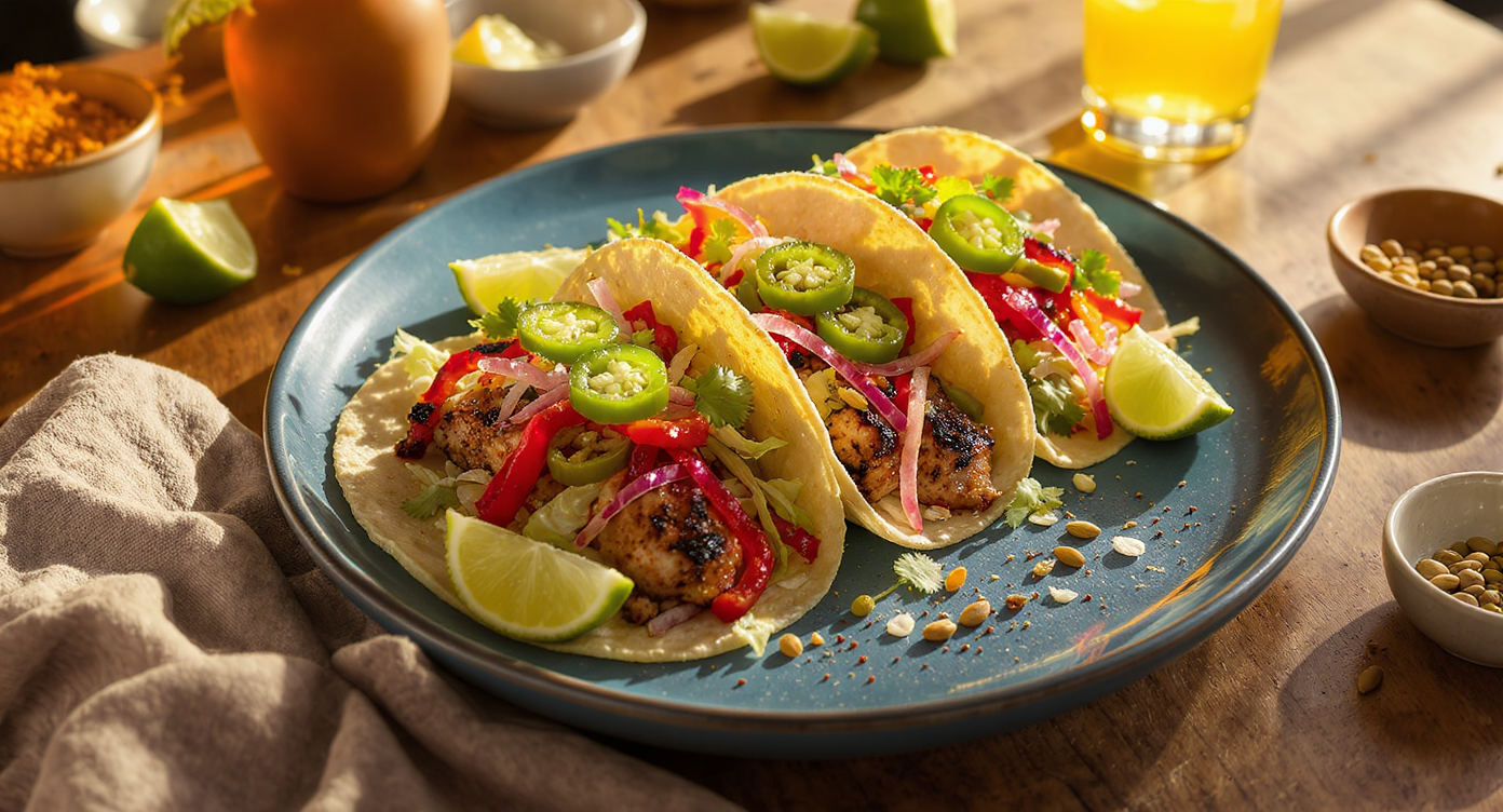 Rick Martinez-Inspired Mushroom & Dairy-Free Chicken Taco Plate
