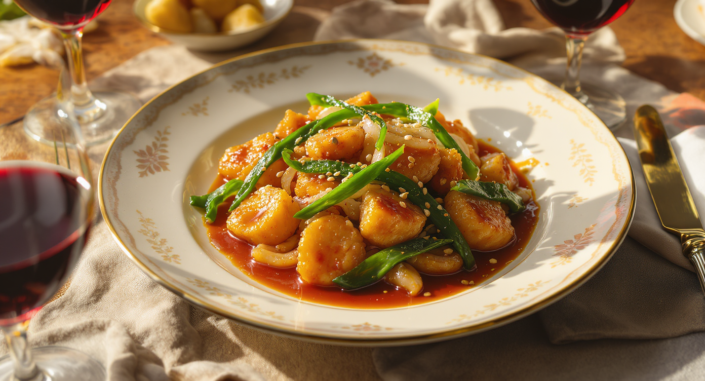 Garlic Scape & Korean Rice Cake Stir-Fry