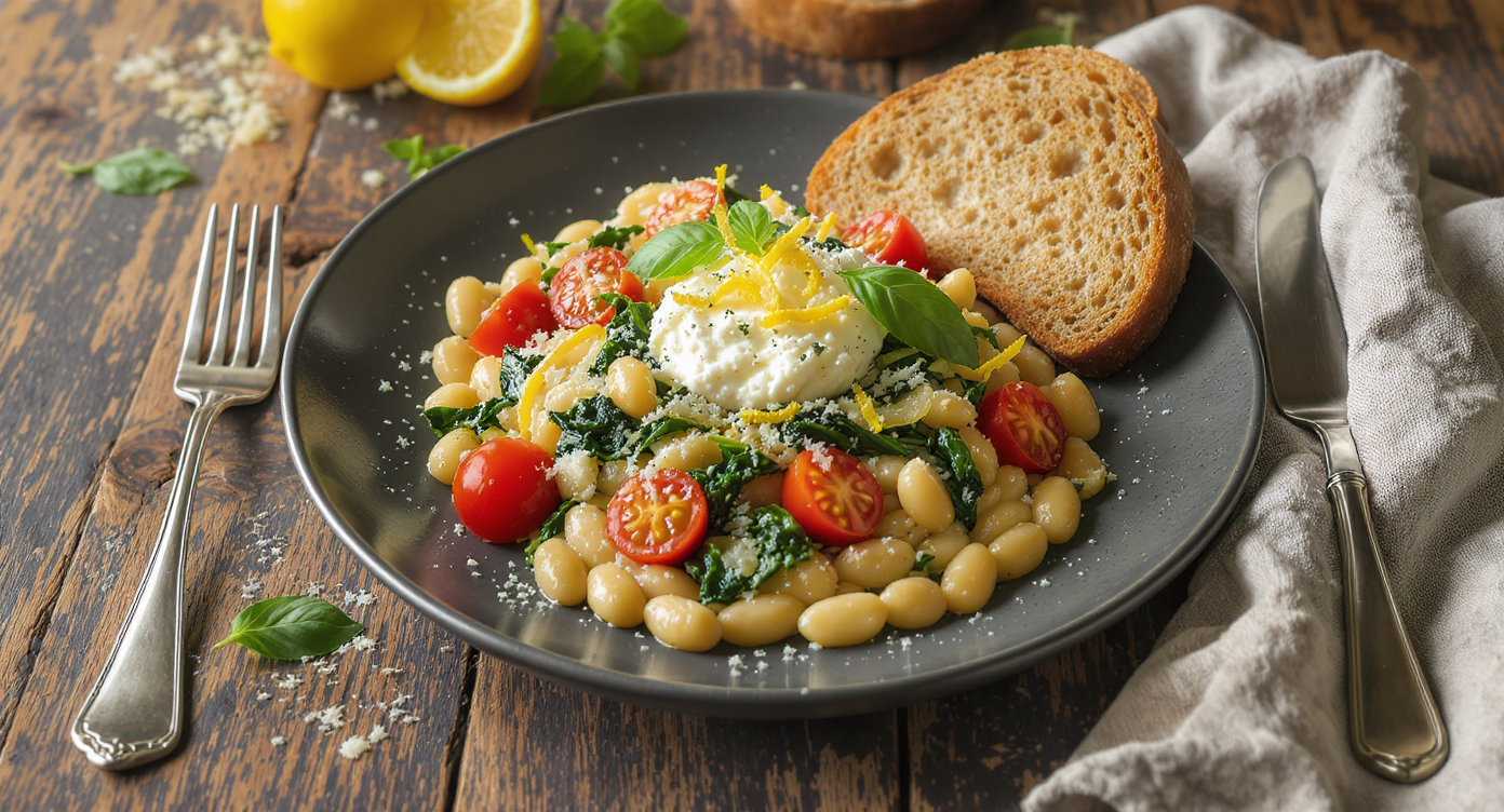 Supercharged Tuscan White Bean & Spinach Protein Sauté