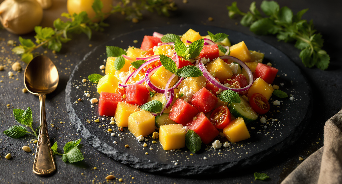 Savory Yellow Watermelon Side Salad