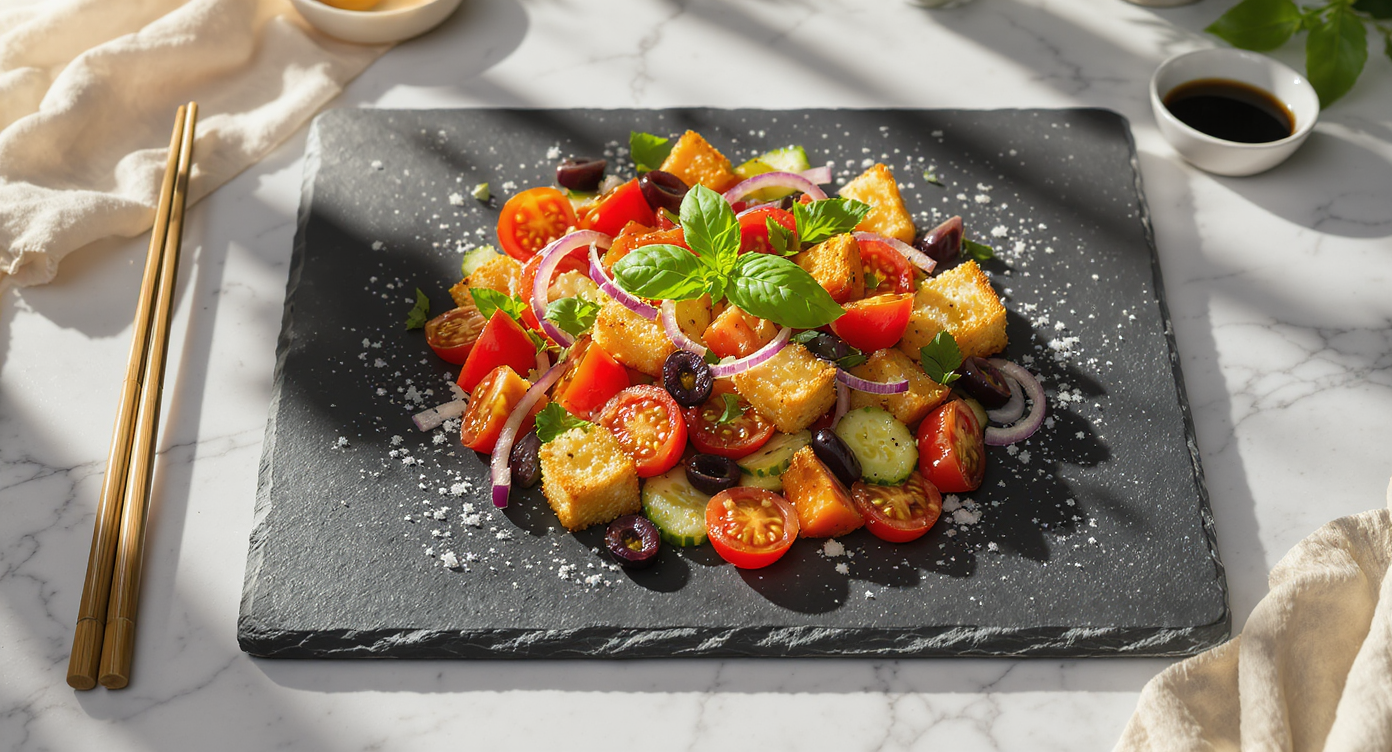 Chilled Mediterranean Tomato & Toasted Bread Salad (Panzanella)