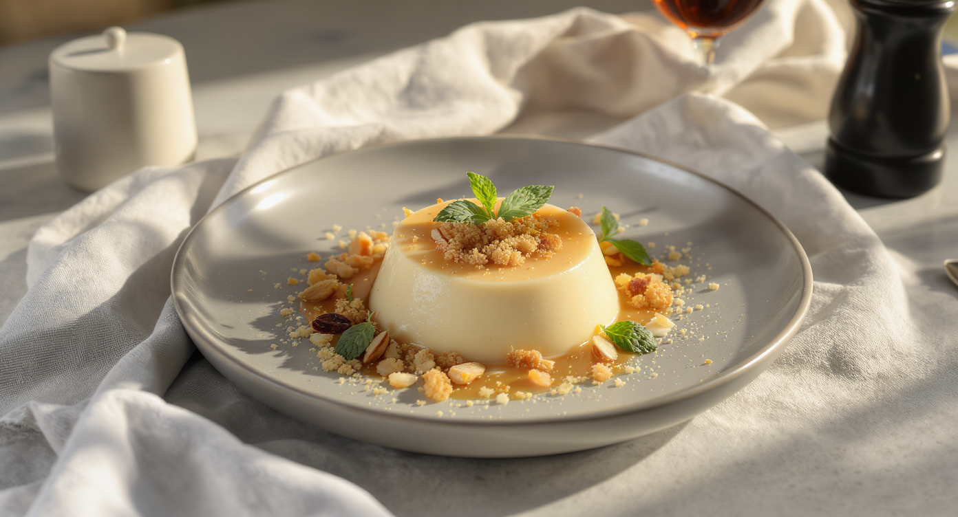Keto Cereal Milk Panna Cotta with Almond Crumble