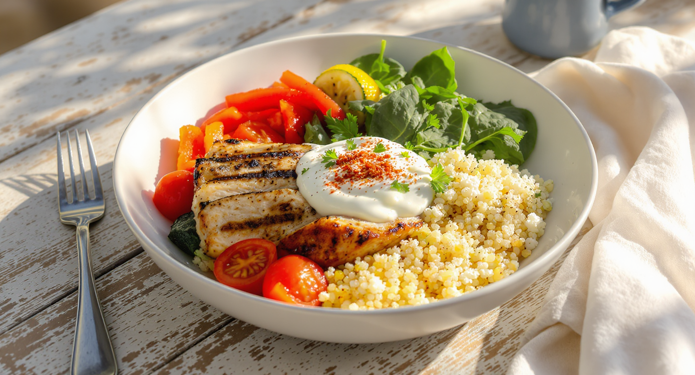 Mediterranean Grilled Chicken and Veggie Power Bowls