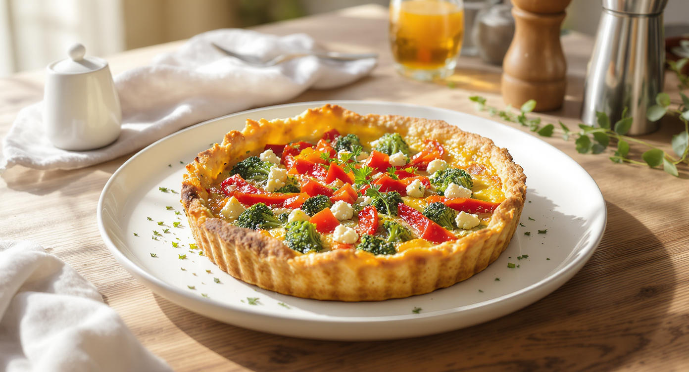 Quiche Perconvale with Roasted Vegetables and Herbed Almond Crust