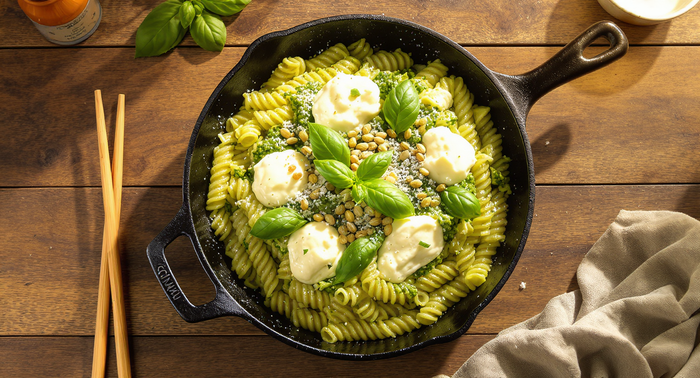 Vegan Basil Pesto Pasta with Cashew Mozzarella