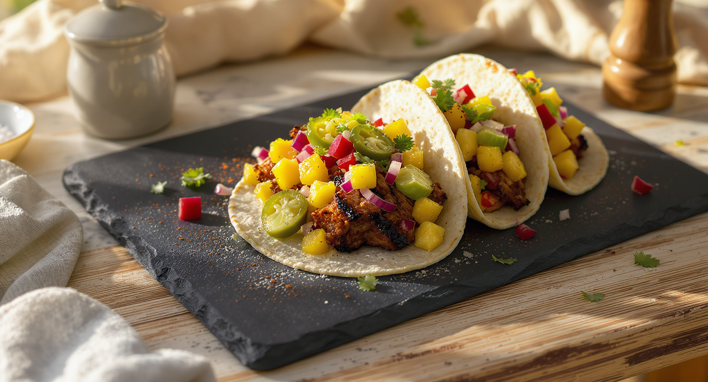 Grilled Chicken Tacos with Charred Pineapple Salsa