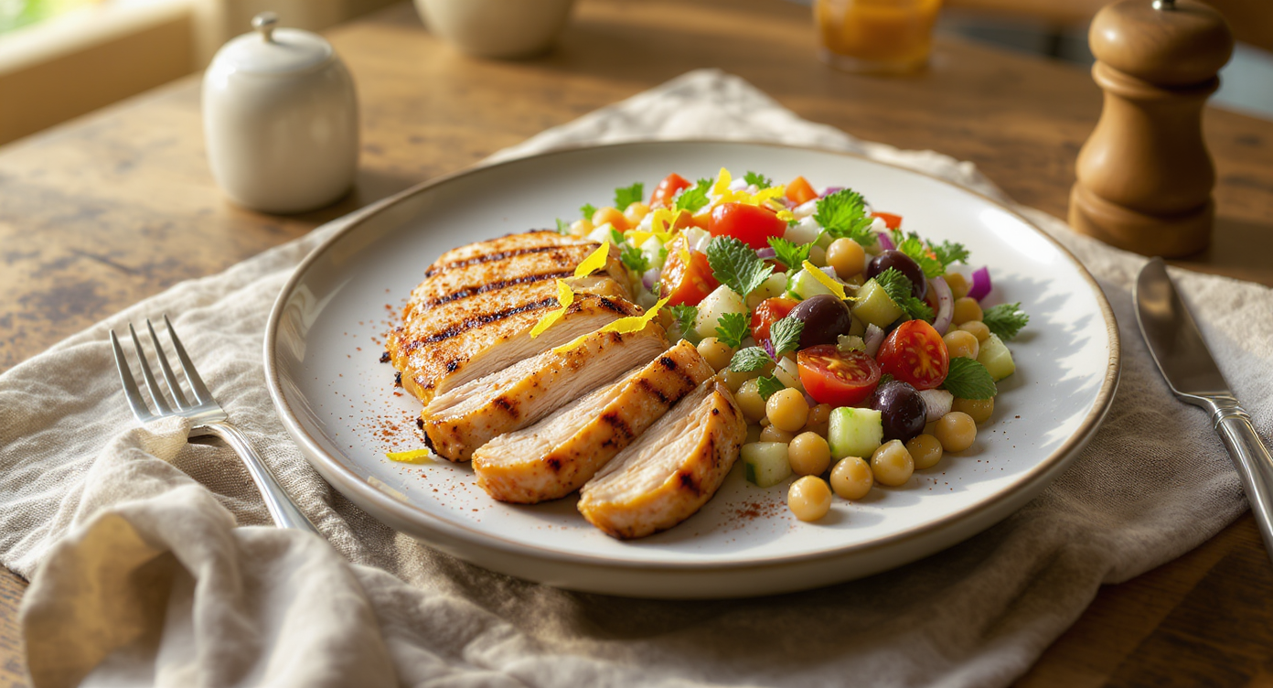 Mediterranean Grilled Chicken with Herbed Chickpea Salad