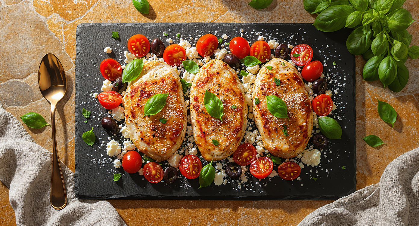 Mediterranean Chicken Skillet with Feta, Olives & Tomatoes