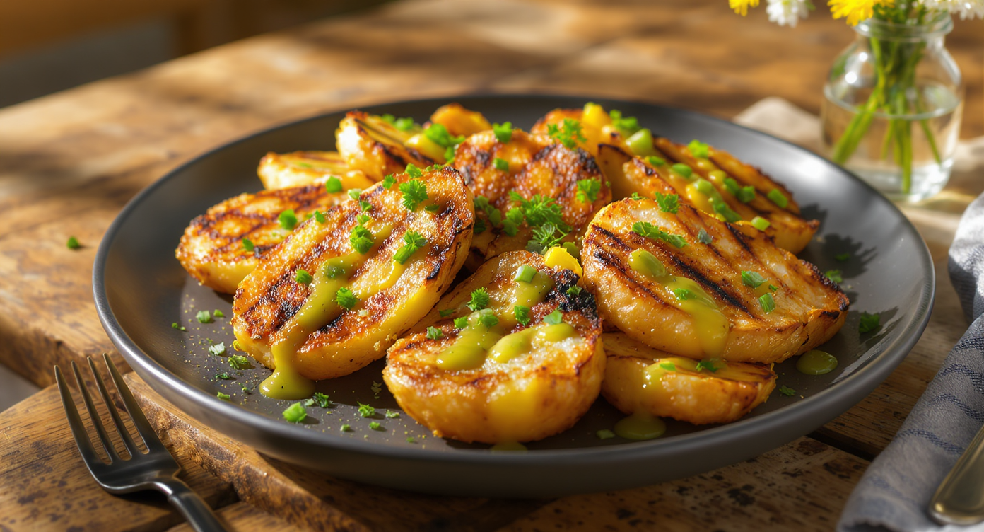 Crispy Grilled Smashed Potatoes with Lemon-Herb Vinaigrette