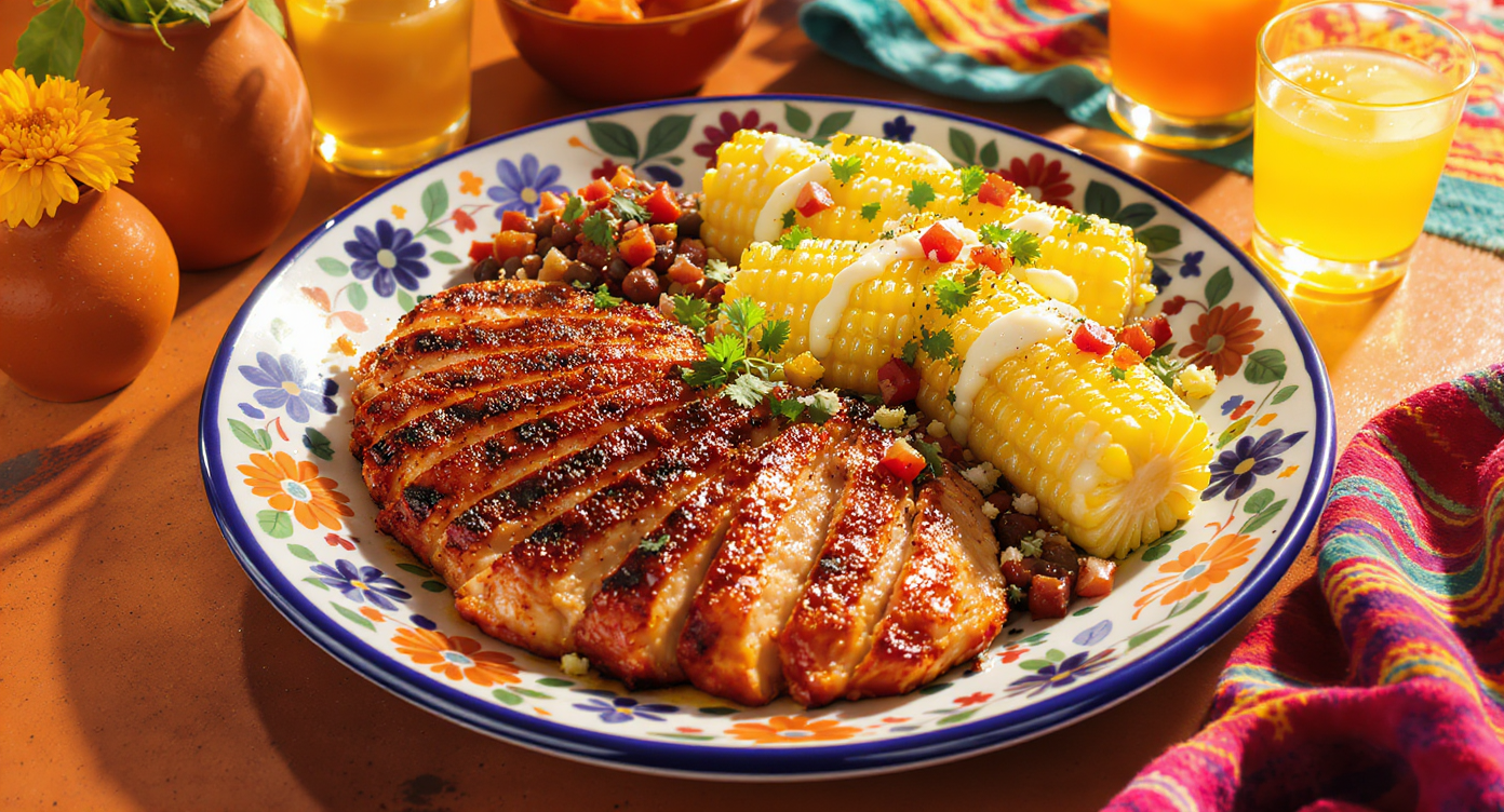 Cinco de Mayo Protein Fiesta: Pollo Asado with Grilled Elote & Black Bean Salsa