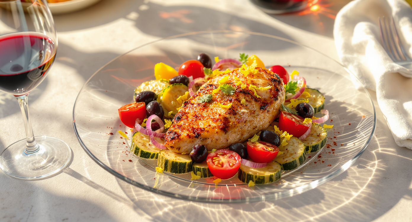 Mediterranean Skillet Chicken with Zucchini, Olives & Lemon