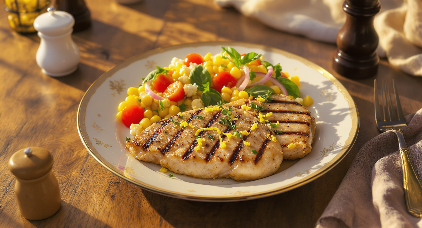 Grilled Lemon-Herb Chicken with Summer Corn Salad