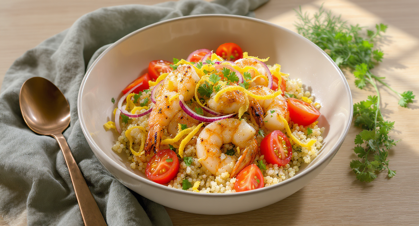 Garlic Shrimp Power Bowl with Lemon-Herb Quinoa