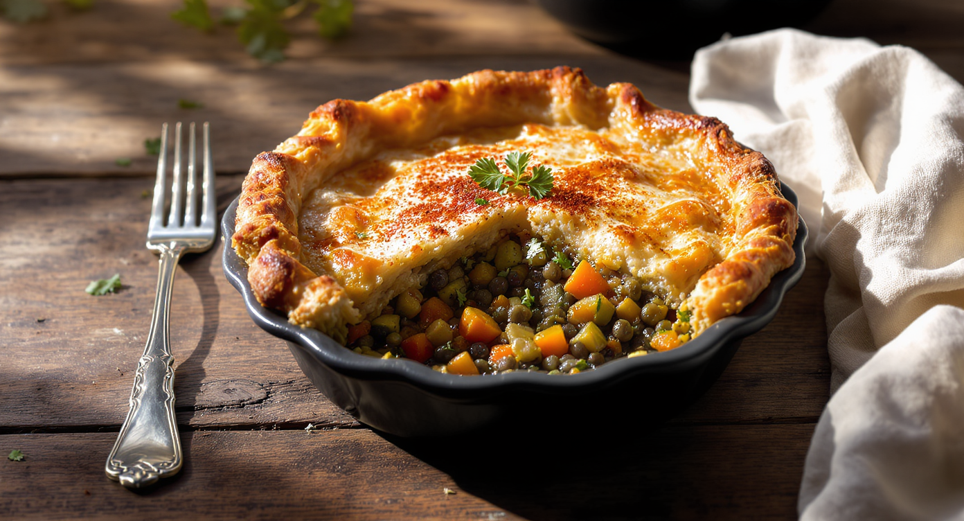 Moroccan-French Tagine Pot Pie (Vegetarian, High-Protein)
