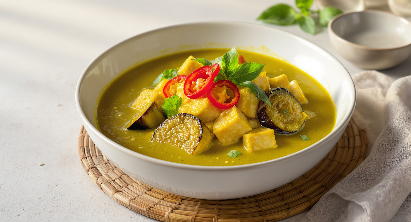 Thai Green Curry Tofu with Baby Eggplant
