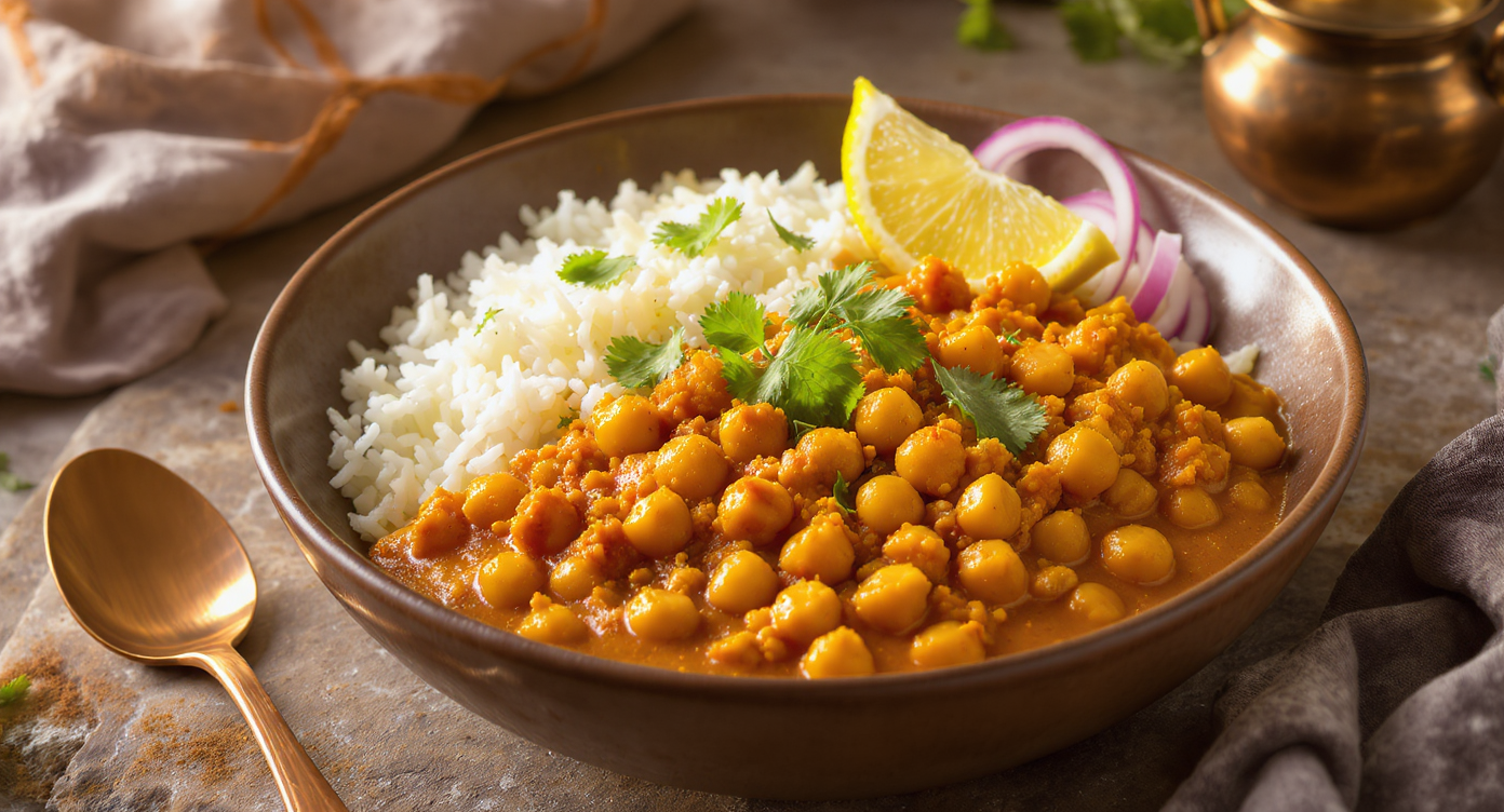 Punjabi Chana Masala with Basmati Rice (Vegan, Gluten-Free, Single Serving)