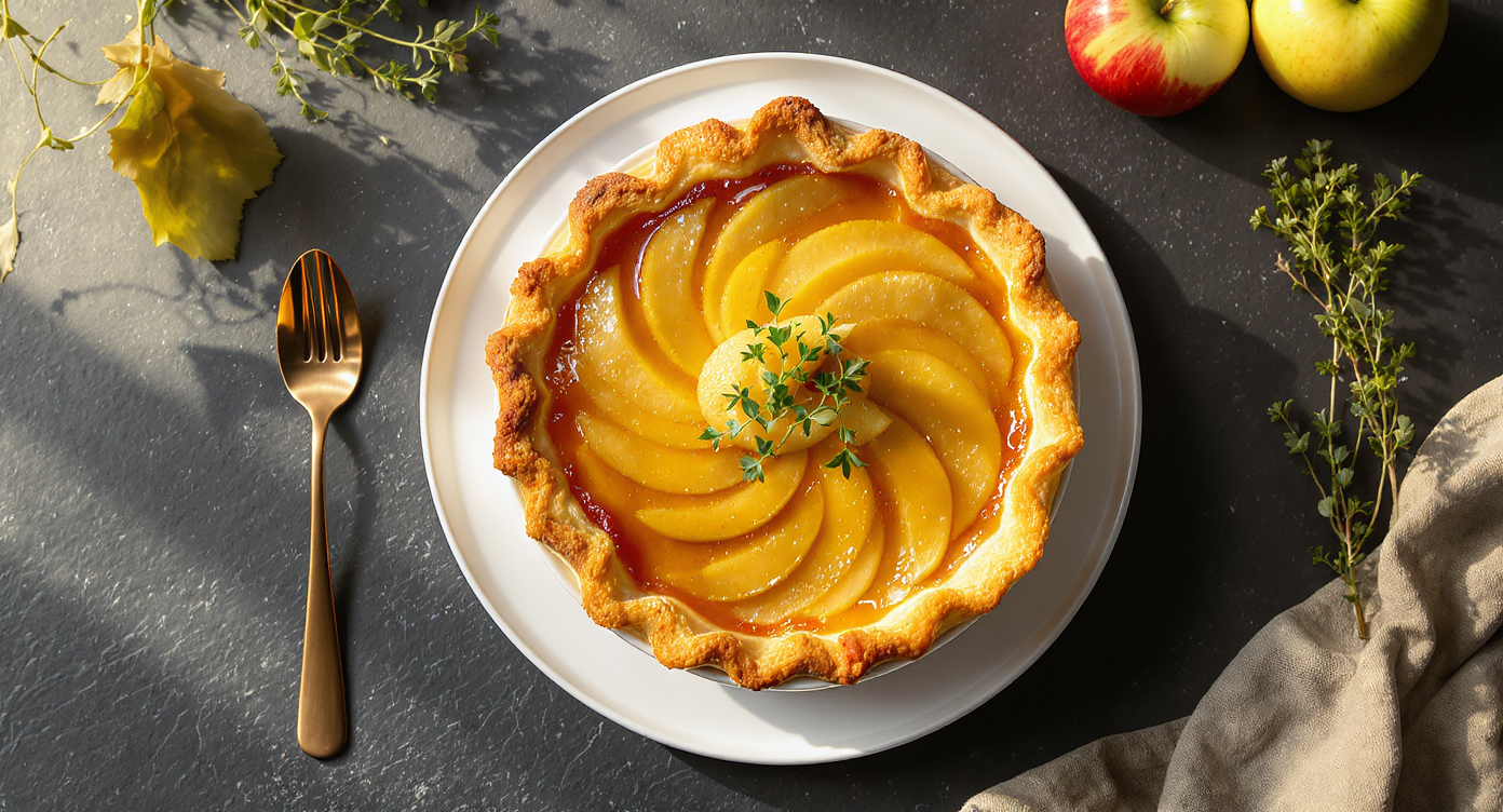 Modern Apple Pie with Maple-Thyme Mirror Glaze