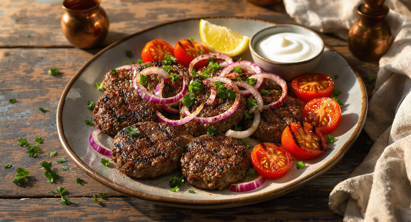 Charcoal-Grilled Turkish Lamb Köfte with Sumac Onions