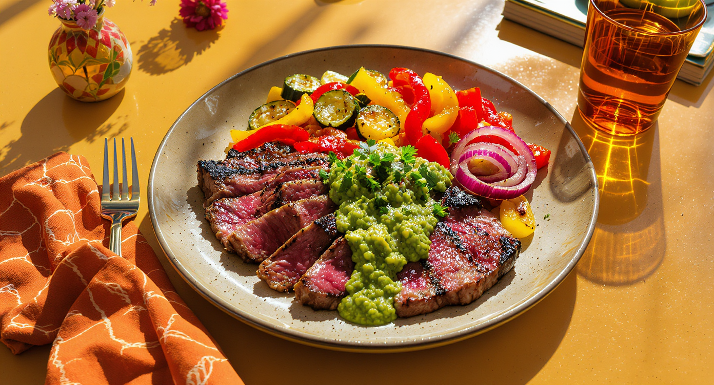Soul Train Supper: Seared Steak & Psychedelic Avocado Chimichurri