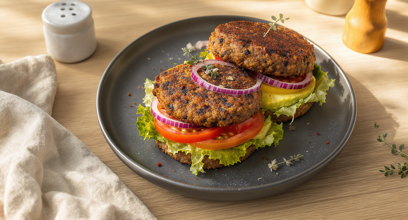 Smoky Black Bean & Sweet Potato Vegan Burgers
