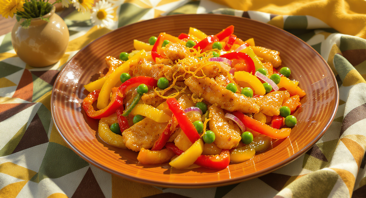 Groovy 70s Convertible Stir-Fry Platter with Citrus-Glazed Chicken and Shagadelic Vegetables