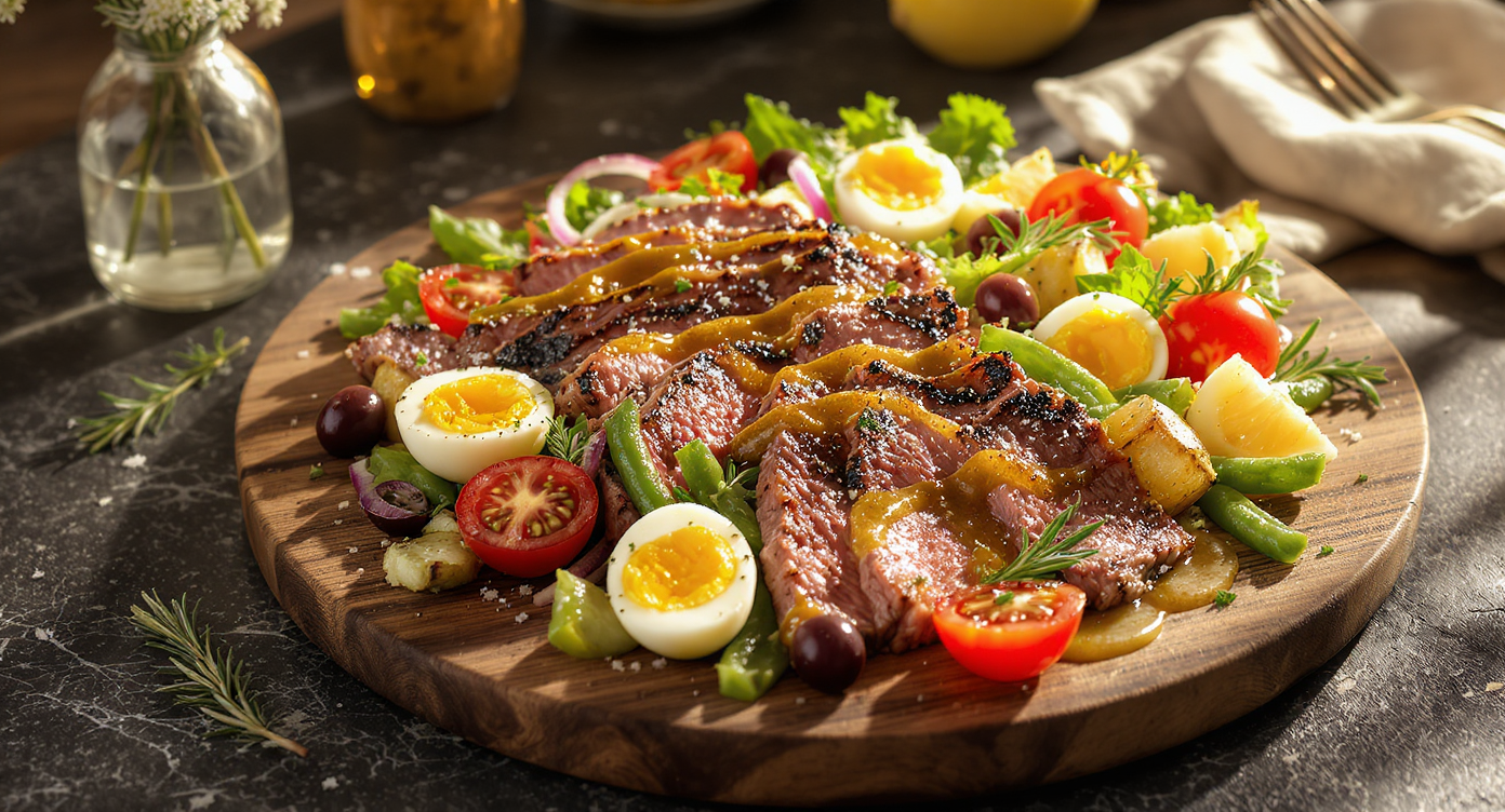 Grilled Steak Nicoise-Inspired Salad with Lemon-Rosemary Vinaigrette