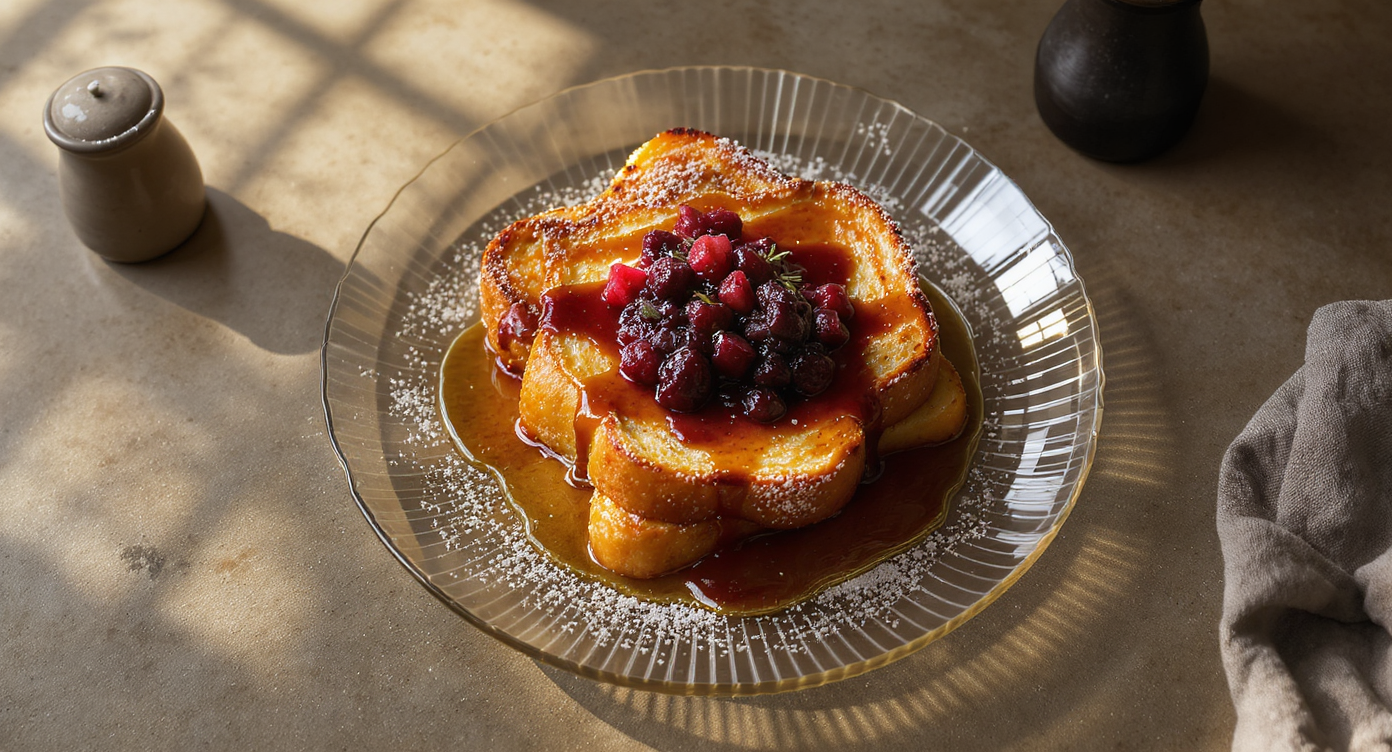 Small-Batch Vanilla Bean French Toast with Berry Compote