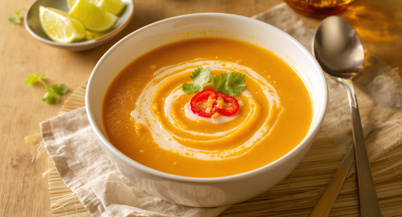 Thai Pumpkin Soup with Coconut & Kaffir Lime