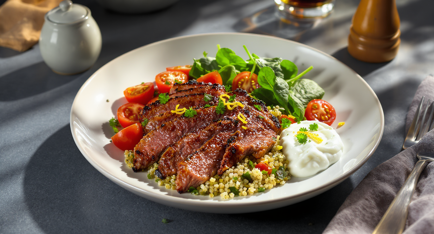 Seared Steak & Garlic Herb Quinoa Bowl