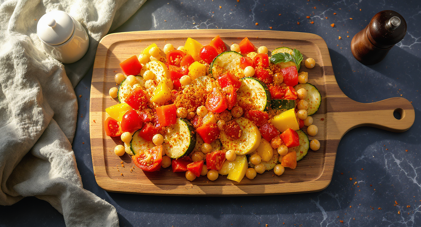 Mediterranean Vegan Chickpea & Summer Vegetable Skillet