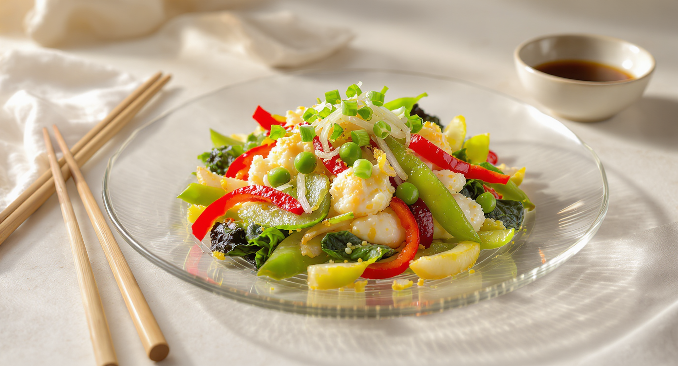 Fluffy Egg White Stir-Fry with Spring Vegetables