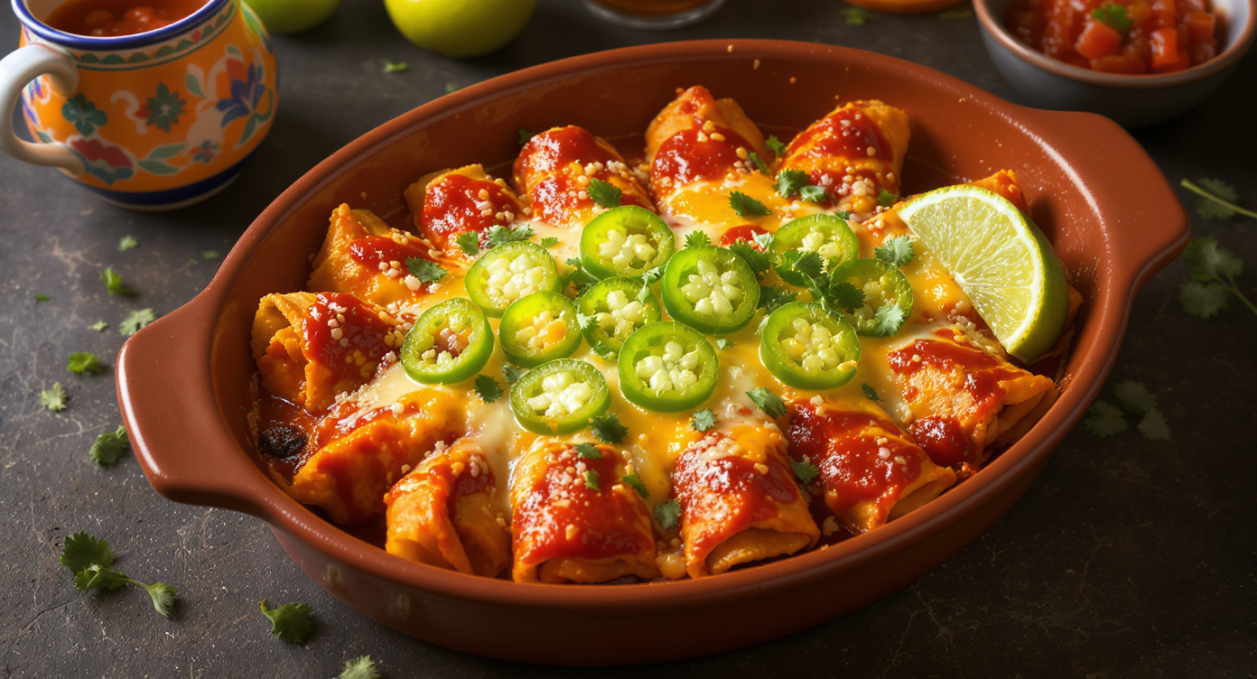Mexican Black Bean & Sweet Potato Enchiladas with Avocado-Lime Slaw (Single Serving)
