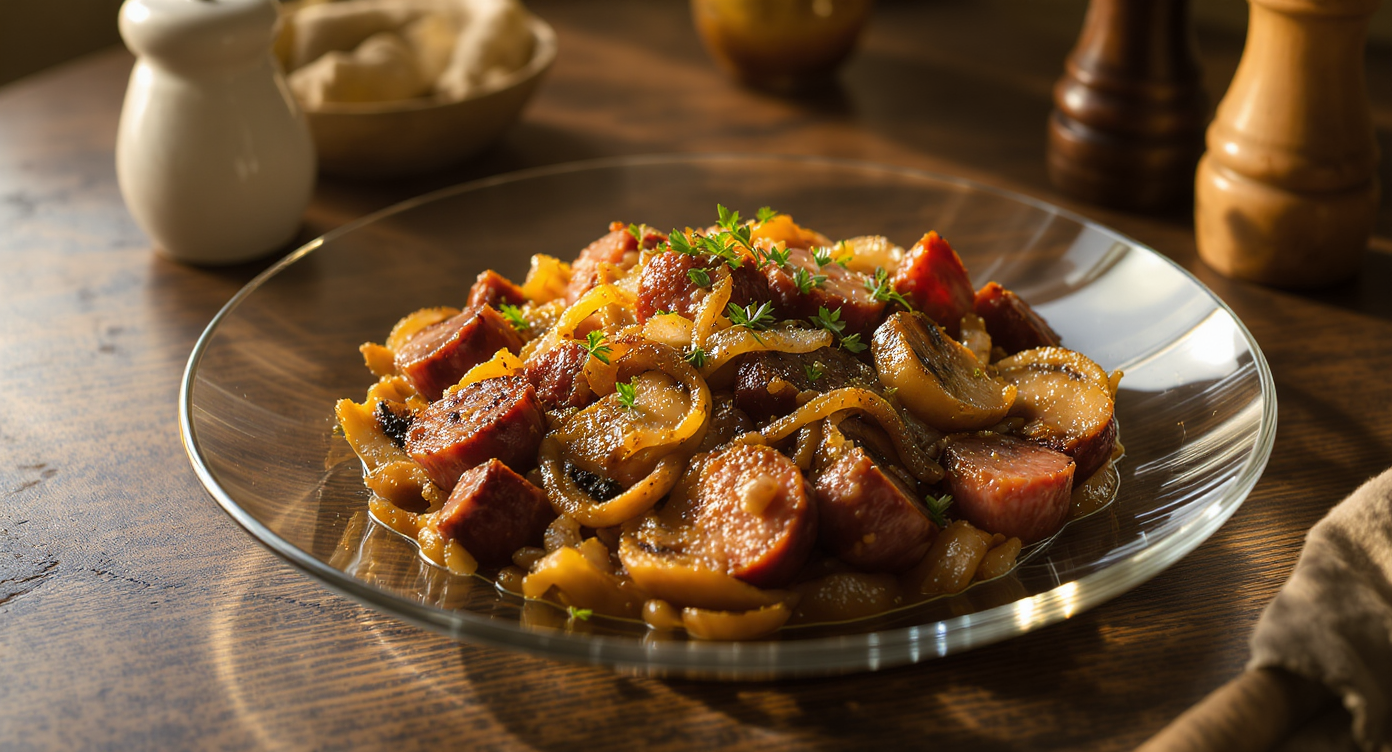 Caramelized Mushroom and Kielbasa Skillet