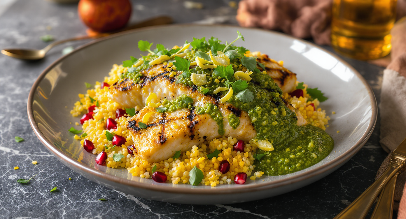 Grilled Moroccan Chermoula Fish with Citrus Quinoa & Roasted Carrots