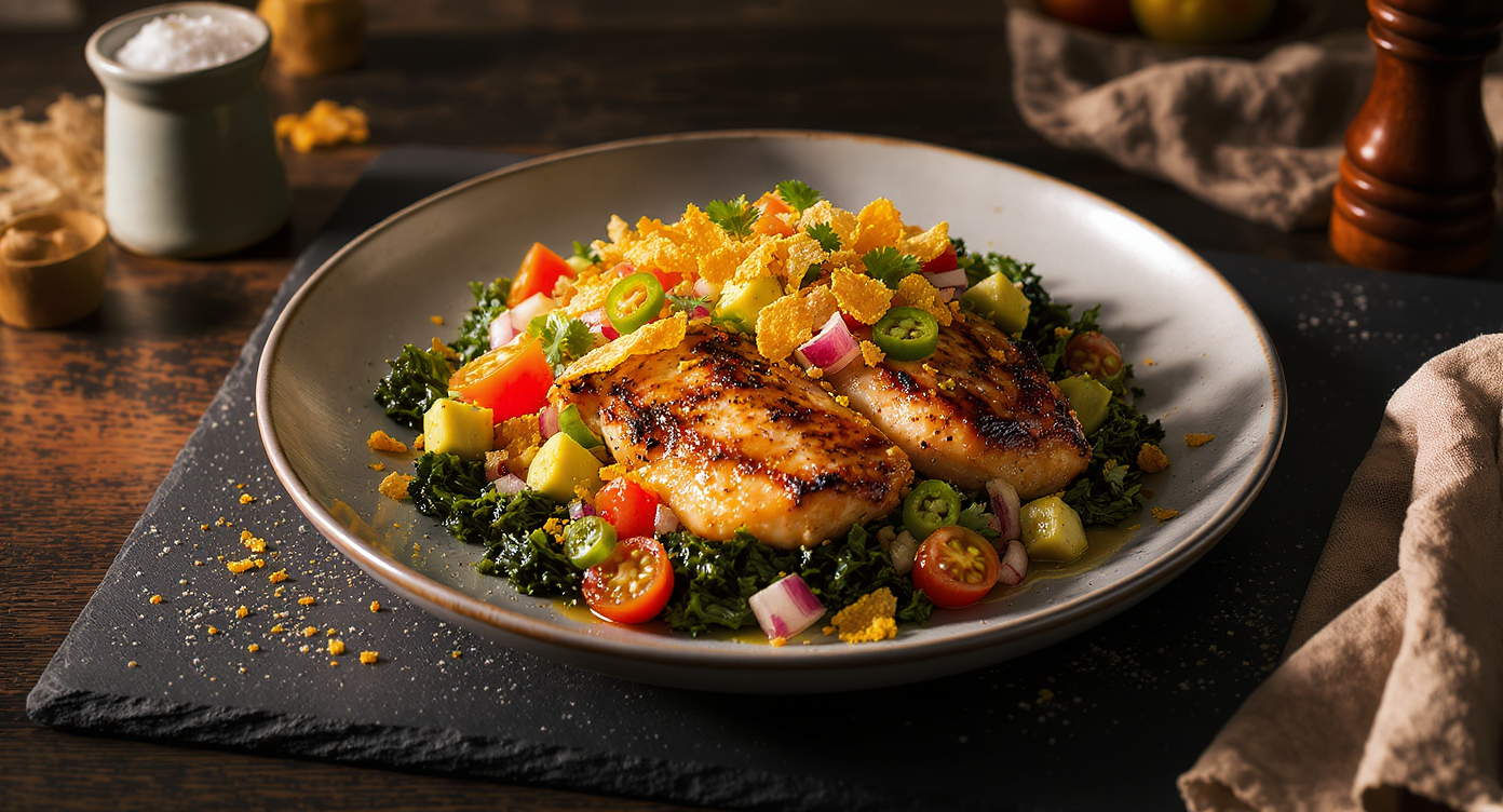 California Kale & Citrus Chicken with Scandalous Salsa