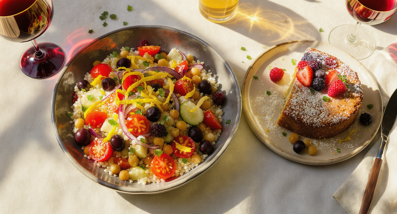 Viral Concert Summer Salad & One-Bowl Lemon Berry Olive Oil Cake