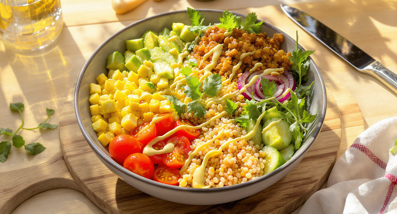 Viral Summer Grain Bowl with Charred Corn, Avocado, and Lemon-Tahini Drizzle