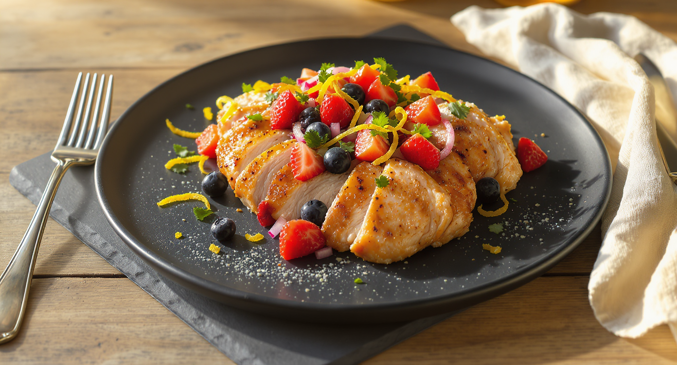 Foxborough Fireworks: Citrus-Brined Chicken with Summer Berry Salsa (Gluten-Free)