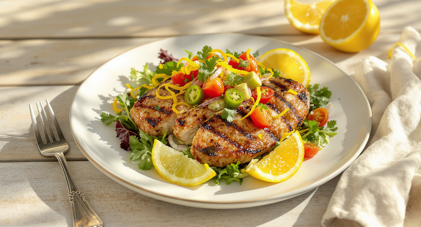 California Citrus & Herb Grilled Chicken with Scandalous Summer Salsa