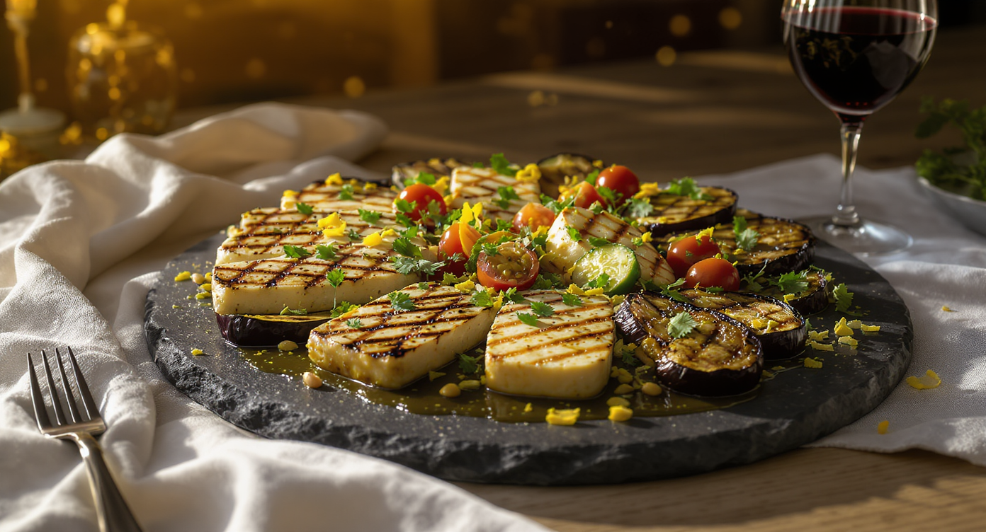 Foxborough Kiss Cam Grilled Halloumi & Eggplant Platter with Herb-Lemon Vinaigrette