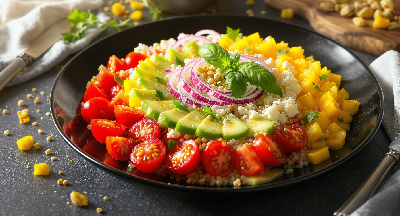 Viral Kiss Cam Layered Summer Salad with Mirror Glaze Vinaigrette