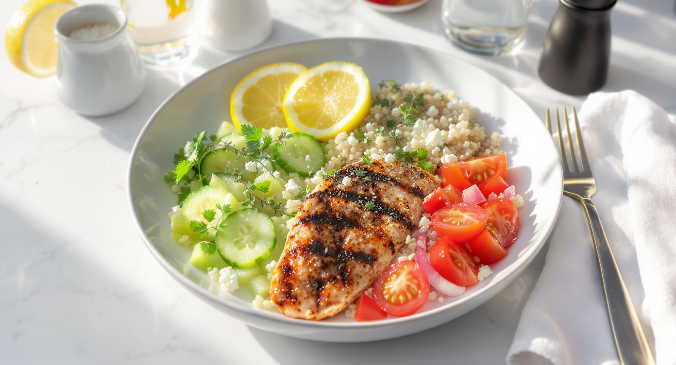 Zesty Lemon Herb Grilled Chicken & Quinoa Bowl