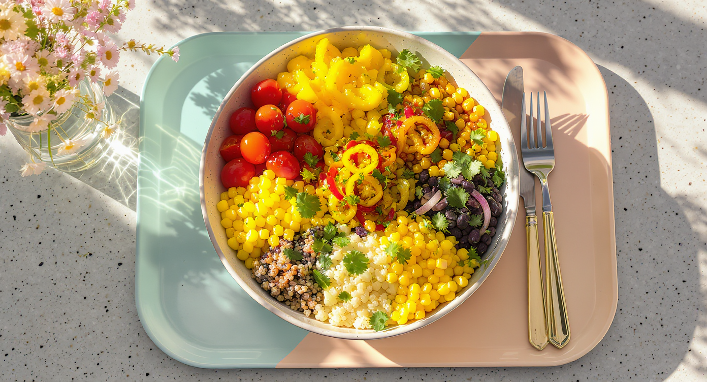 Boogaloo Bowl: California Summer Fusion with Spicy Avocado Salsa