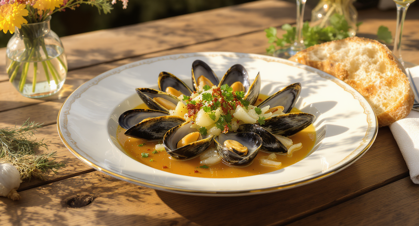 Mussels with Fennel, White Wine, and Herb Broth