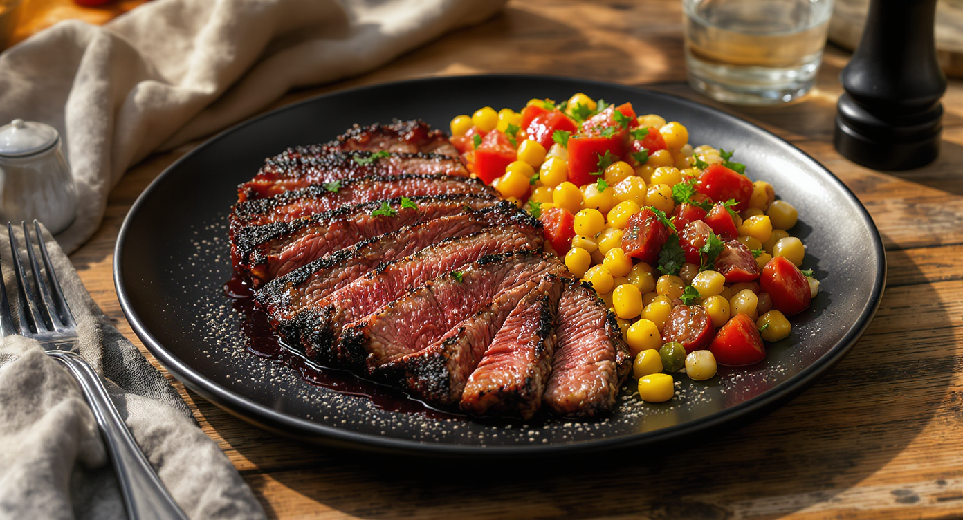 California Grilled Tri-Tip with Charred Corn & Herb Salsa