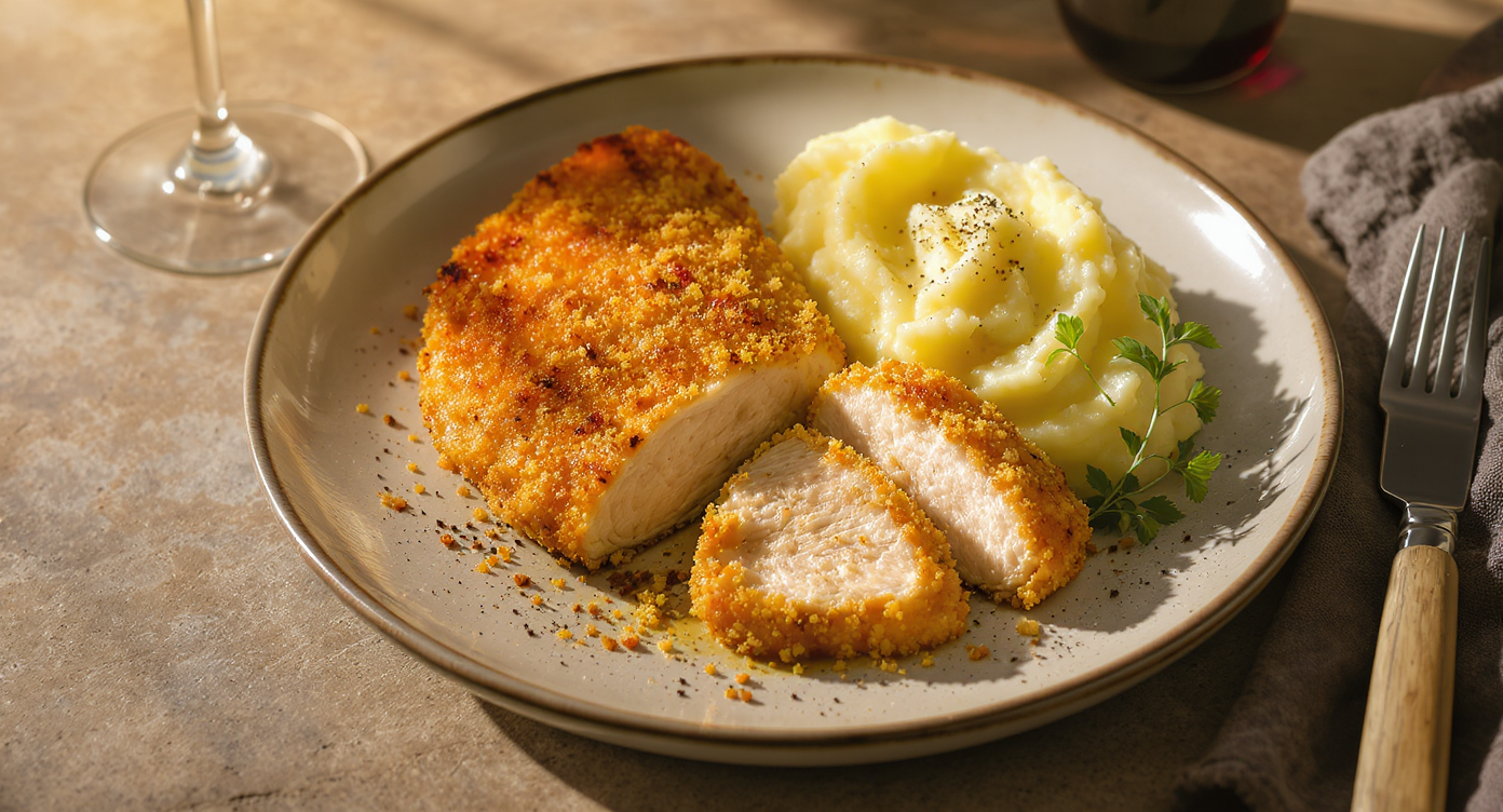 Crispy Breaded Chicken Breast with Classic Mashed Potatoes