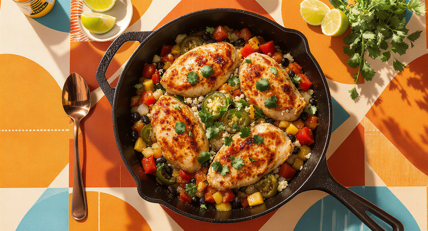 Boogaloo Fusion Skillet: Spicy Latin Soul Chicken & Beans