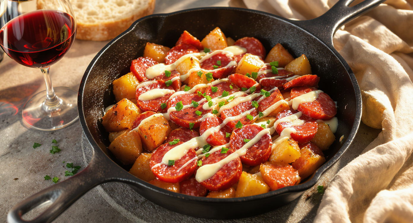Spanish Chorizo & Potato Skillet with Smoked Paprika Aioli